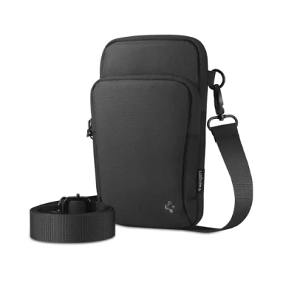 Immagine di Spigen KD400 Borsello Borsa a Tracolla Uomo Staccabile Porta cellulare con Moschettone Compatibile iPhone, Galaxy ecc Nero