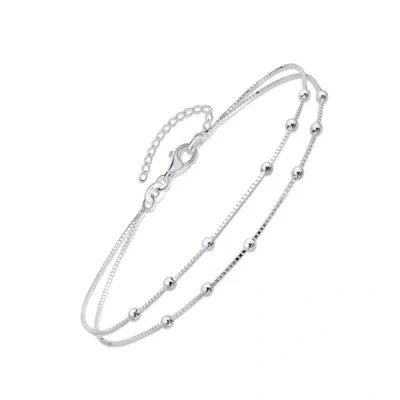 Immagine di Amberta Cavigliera da Donna in Argento Sterling 925 Gioielli Estivi Perline Cuore a Strati Regolabile: