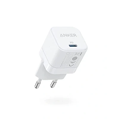 Immagine di Anker Caricatore iPhone PowerPort III Alimentatore di rete USB C da 20 W, ricarica rapida, compatibile con 15/14 serie, Galaxy, Pixel 4, iPad/iPad Mini, bianca (cavo non incluso)