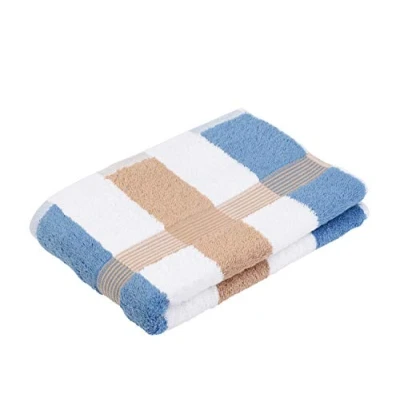 Immagine di Gözze Asciugamano a Righe New York, Set da 2 Pezzi, Morbido e Assorbente, 100% Cotone, 70 x 140 cm Marrone/Bianco/Blu Fiordo