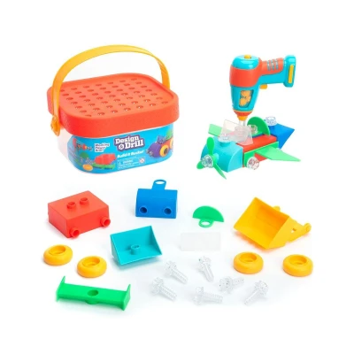 Immagine di Learning Resources Secchio di Costruzione Design &amp; Drill, Giocattolo STEM, 41 Pezzi con Trapano Elettrico, Gioco da Viaggio per Maschi e Femmine, dai 3 Anni in avanti