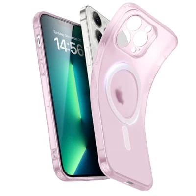 Immagine di ESR Cover per iPhone 13 Pro Max, Custodia in Silicone Trasparente con MagSafe, Sottile Antiurto, Telefono TPU Anti Ingiallimento, Serie Zero, Rosa