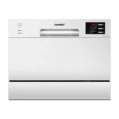 Immagine di COMFEE&#039; lavastoviglie compatta da tavolo TD602E W Mini con 6 coperti, programmi, display a LED, avvio ritardato e funzione di lavaggio nelle Ore non Punta Bianco