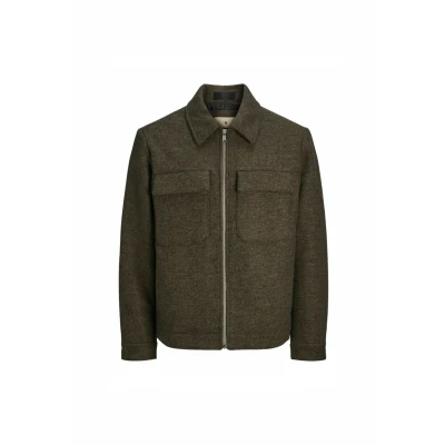 Immagine di JACK &amp; JONES Jprblurussel Wool Blend Jacket SN Giacca Corta, Nuthatch/Dettagli: Twill, L Uomo