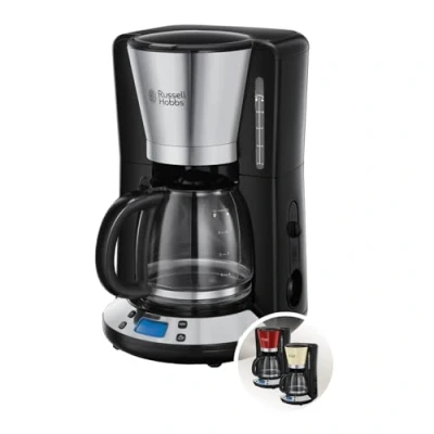 Immagine di Russell Hobbs Macchina Caffè Americano Timer Digitale, Con Filtro per Estrazione e Aroma Ottimali in Acciaio Inox Lucidato; Max 10 tazze; Caraffa Vetro 1.25 L; 1100W, Victory 24030 56