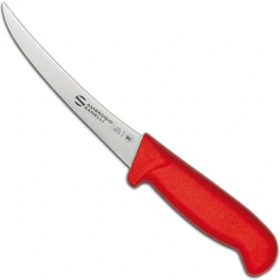 Immagine di Sanelli Ambrogio S301.015R Supra Coltello Disosso Curvo. Manico Ergonomico in Polipropilene, Colore: Rosso. Lama: Curva, Acciao Nitro B Inox all&#039;azoto. Cm: 15, Stainless Steel