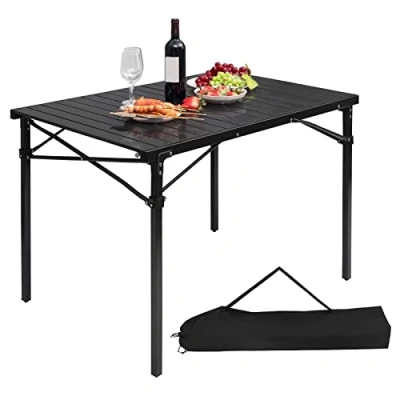 Immagine di WOLTU Tavolo Campeggio Pieghevole in Alluminio Tavoli Richiudibili Portatile da Giardino Picnic Buffet Tavolino balcone, Esterno e Interno, Elevata capacità di carico 104x69x70cm Nero CPT8134sz