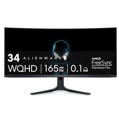 Immagine di Dell ALIENWARE 34&quot; CURVED QD OLED Gaming Monitor AW3423DWF, sistema di illuminazione AlienFX, tempo risposta 0,1 ms, antiriflesso,