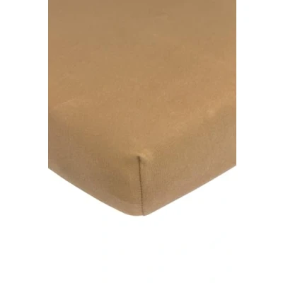 Immagine di Meyco Home Basic jersey Uni, lenzuolo per 1 persona (lenzuolo con qualità di morbido, in 100% cotone, traspirante, dimensioni: 120 x 200 cm), toffee