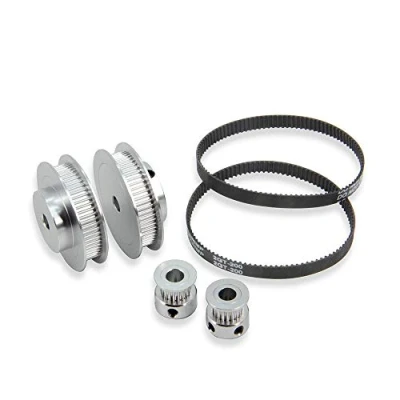 Immagine di Zeberoxyz 2 pezzi set GT2 ruota sincrona 20 &amp; 60 denti 6.35mm foro puleggia distribuzione in alluminio con lunghezza 200mm larghezza 6mm cintura (20 60T 6.35B 6)
