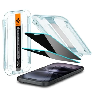 Immagine di Spigen Glas.tR EZ Fit Vetro Temperato compatibile con iPhone 16, 15, 2 Pezzi, Anti Spia, Protezione della Privacy, Durezza 9H Pellicola prottetiva
