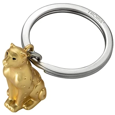 Immagine di TROIKA Portachiavi Leopold con ciondolo leopardato in metallo color oro KR21 03/GO, gold, 6,4cm, Moderno