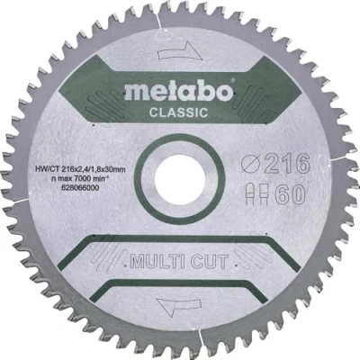 Immagine di Metabo MULTI CUT CLASSIC 628285000 Lama circolare 254 x 30 1.8 mm Numero di denti: 60 1 pz.