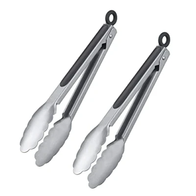 Immagine di Westmark 162422E3 2 pinze per barbecue, con alette in acciaio INOX e manici gommati, lunghezza: 27,5 cm, plastica, Classic Special Midi, colore: Argento/Nero