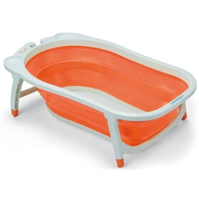 Immagine di Foppapedretti Vaschetta da bagno Pieghevole Soffietto, Morbida, Comoda e Pratica, per bambini dalla nascita fino a 15 kg, Arancione