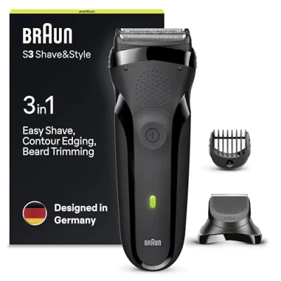 Immagine di Braun Series 3 RASOIO ELETTRICO BARBA Shave&amp;Style 300BT In 1, REGOLABARBA di Precisione, 5 Pettini, Ricaricabile, senza Fili, Nero