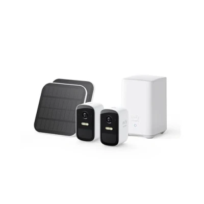 Immagine di eufy Security eufyCam 2C Kit 2 telecamera wifi esterno senza fili, pannello solare, con durata della batteria di 180 giorni, 1080p HD, IP67, visione notturna, canone mensile