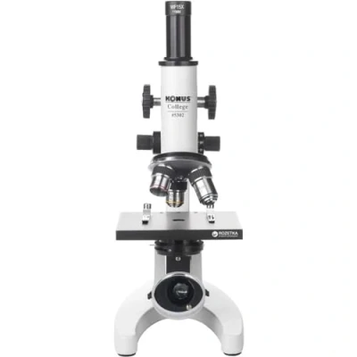 Immagine di KONUS COLLEGE 600x Microscopio Monoculare Robusto da Laboratorio, Scuola, Doppia Messa a Fuoco, Accessori Inclusi