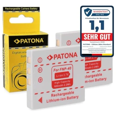 Immagine di PATONA 2x Batteria Compatibile con Fuji NP 40 NP40 Fujifilm FinePix F402, F455, F460, F470, F480, F485, F610, F650, F700, F710, F810, F811, J50, V10, Z1, Z2, Z3, Z5fd