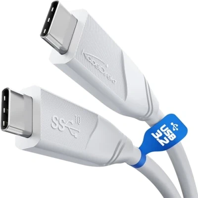 Immagine di KabelDirekt cavo USB C, 3.2 Gen 2 1 m (da C a dati/cavo di ricarica, fino 10 Gbit/s e corrente ricarica 100 W con Power Delivery/PD 3, chip integrato, bianco)