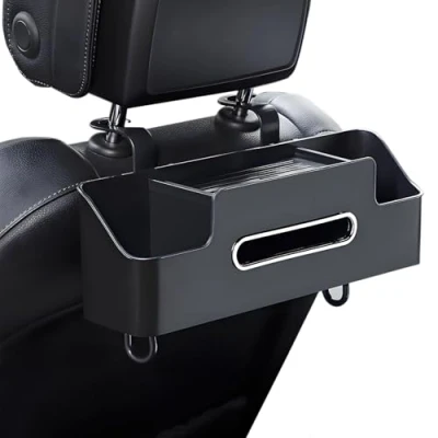 Immagine di HIAHXC Organizer multifunzionale per sedile auto, con porta fazzoletti e portabicchieri da appendere al dell&#039;auto