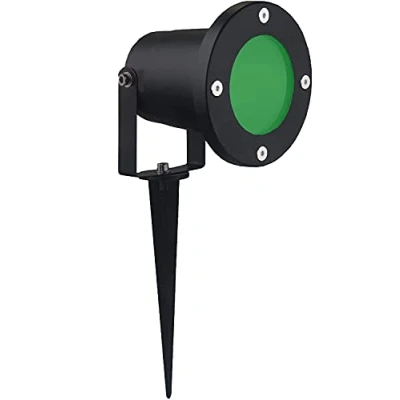 Immagine di Partenopeautensili® Faretto orientabile con picchetto gu10 da esterno giardino segnapasso luce lampada a led (Luce Verde, ARMATURA NERA)