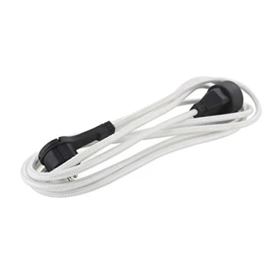 Immagine di CHACON 66766 Prolunga Tessile 3 m x 1,5 m2textile Cable &amp; Noir fiche Plate Blanc, Bianco