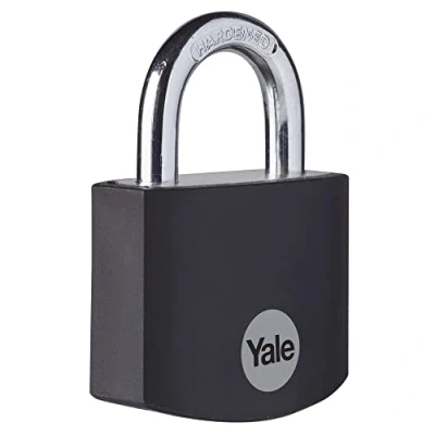 Immagine di Yale Lucchetto in alluminio YE3B/38/119/1/BK nero, corpo 38mm, arco acciaio, 3 chiavi