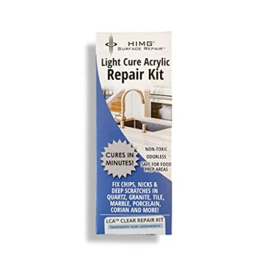 Immagine di Kit di riparazione fai da te trasparente per porcellana, quarzo, marmo, granito, corian; difetti fossa o scheggiature su piani cucina, piastrelle, lavelli, ripiani bagno, docce con HIMG LCA(TM)