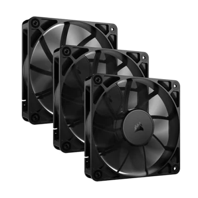 Immagine di CORSAIR RS120 120 mm PWM Ventole Connessione a Margherita Basso Rumore Cuscinetto Cupola Magnetica Confezione Tripla Nero