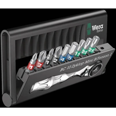 Immagine di Wera Bit Check 10 Zyklop Mini BiTorsion 1 05057418001 Kit inserti parti Croce Phillips, Pozidriv, TORX interno, Brugola interna