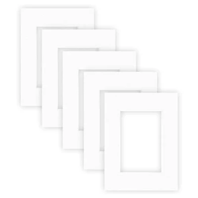 Immagine di nielsen Conservation Passepartout cartone 1,5 mm, set di 5, formato esterno 18x24 cm per immagine 10x15 cm, bianco polare con struttura