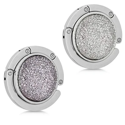 Immagine di kwmobile 2x Gancio Borsa da Tavolo Appendi in Alluminio Pieghevole Antiscivolo Antigraffio Set Appendiborsa max 3kg grigio scuro/bianco/argento