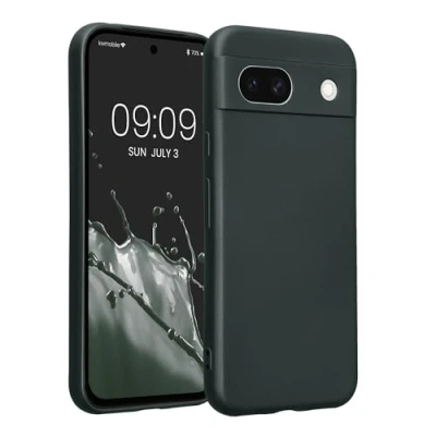 Immagine di kwmobile Custodia Compatibile con Google Pixel 8a Cover Protezione Back Case Morbida Silicone TPU Effetto metallizzato petrolio