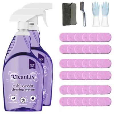 Immagine di Cleanlix Cleaning Spray, Cleaner For Instant Stain Removal, All Purpose Spray With Tablets, The In One Solution Every (2 Bottle,Rose*36)