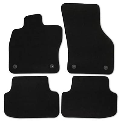 Immagine di Safe Travel, Tappetini per auto neri su misura in moquette di qualità con bordo nero, clip sicurezza, Skoda Octavia III Tipo 5E 2013 2017, confezione da 4