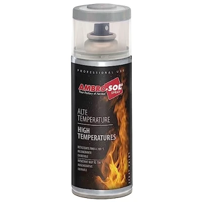 Immagine di Ambro Sol V400TEMP2 Smalto / Vernice Alte Temperature, Bomboletta Spray in Banda Stagnata Riciclabile 400 ml, Alluminio