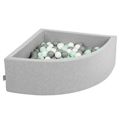 Immagine di KiddyMoon 90X30cm/200 Palline Piscina di Colorate ∅7Cm per Bambini Quarto Angolare in EU, Grigio Ch:Bianco/Grigio/Menta