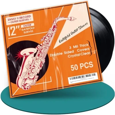 Immagine di ENVLY® Gatefold Custodia protettiva per dischi in vinile (50 pezzi) 12&quot; 75µm trasparente Custodie esterne LP Vinyl Sleeves