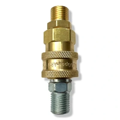 Immagine di M&amp;M Smartek Attacco rapido a baionetta adattatore 1/4&quot; per idropulitrice, in ottone, lancia schiuma, lavaggio auto (1/4&quot; su #10)