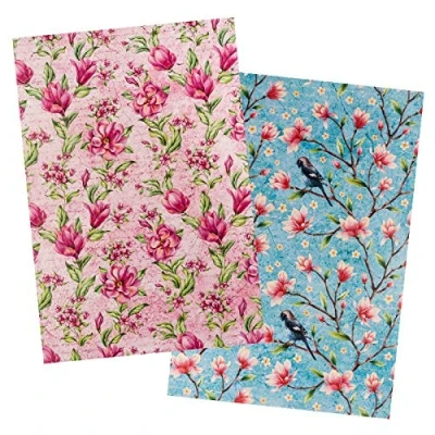 Immagine di Ideen mit Herz 2 fogli di carta riso pregiata per decoupage DIN A4 diversi disegni vintage, Natale ecc. (fiori 22)