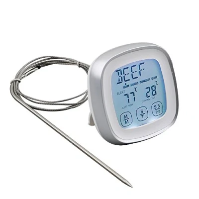 Immagine di DollaTek Termometro per Carne, Lettura istantanea Alimenti da Cucina Digitale con Timer Allarme sonda Forno, Cucina, griglia, Fumatore (Argento)