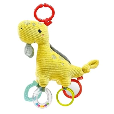 Immagine di Fehn Giocattolo di attività Dino per Le abilità motorie con Anello Fissaggio Bambini Elementi afferrare e Scoprire Peluche Neonati da 0+ Mesi