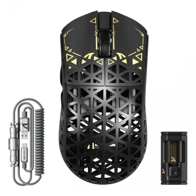 Immagine di ATTACK SHARK R5 Ultra Mouse Gaming Wireless in Fibra di Carbonio 8000Hz, 39g SUPERLIGHT, 42000DPI, Sensore PAW3950MAX, Nordic 52840, Bluetooth/2.4G/USB C Cabalto, 8K Cavo Spirale, per PC/Mac, Nero