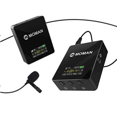 Immagine di Moman Connects C1 UHF Microfono Lavalier Wireless Sistema 36 Canali per DSLR Fotocamera, Smartphone e Videocamera, Gamma di Trasmissione 70m/229.66ft