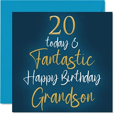 Immagine di Stuff4 Fantastico Biglietto di auguri per il 20 compleanno nipote, Today &amp; Fantastic nipoti da nonni, 145 mm x