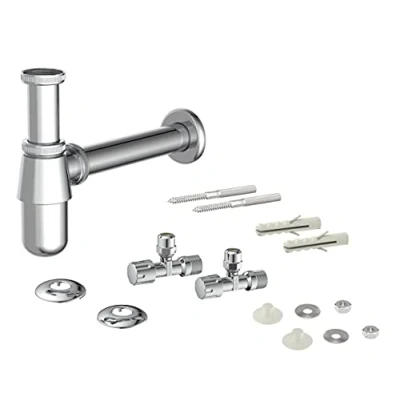 Immagine di KIRCHHOFF Sifone per lavandino, con valvola ad angolo da 1,5 cm di fissaggio, set completo 98800004, cromato