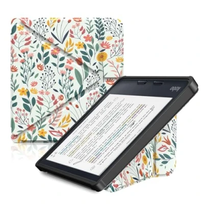 Immagine di TiMOVO Custodia per Kobo Libra Colour 7 Pollici, Guscio Protettivo Sottile Clara, Tablet Leggera e con Supporto Resistente all&#039;Acqua, Fiori