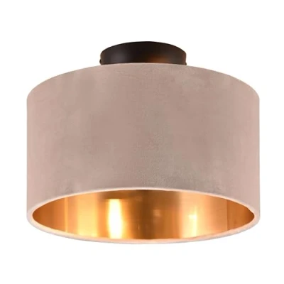 Immagine di Trio Lampada da soffitto Julieta 619000244, metallo nero opaco, paralume velluto beige/color oro, escl. 2x E14