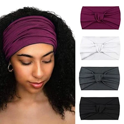 Immagine di DRESHOW 4 Pezzi Fasce per Capelli Donna Elastica Turbante Fascia Cerchietti Annodato Accessori